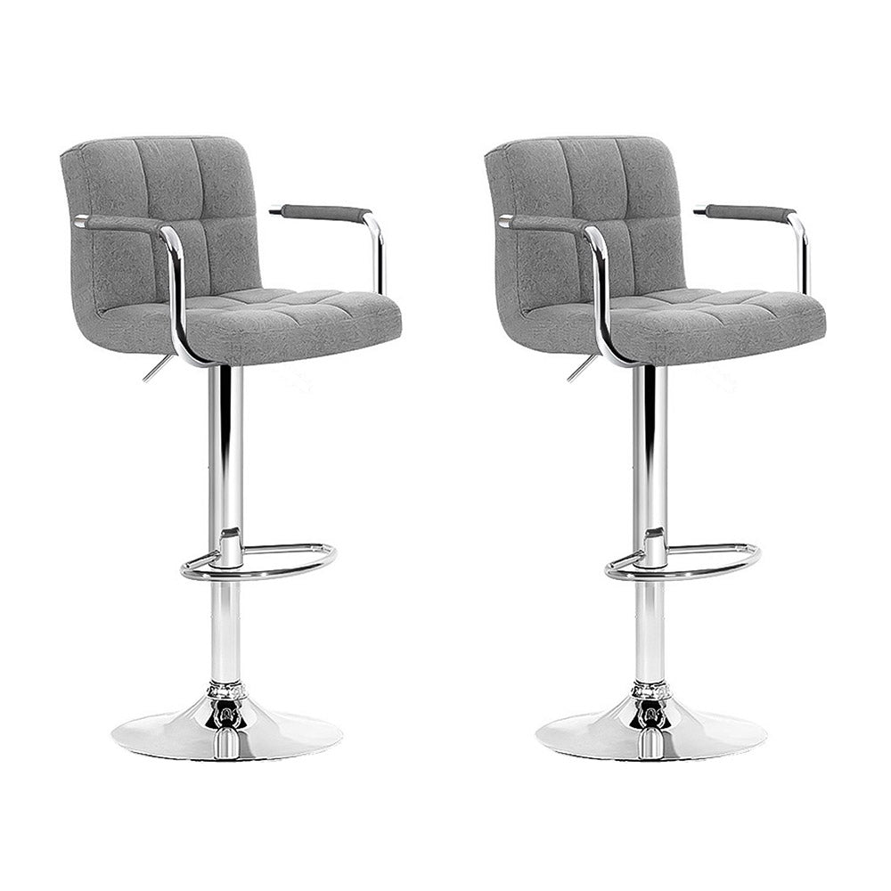 Ronan Swivel Modern Grey Fabric Bar Stools With Arms Set Of 2 219.99 Bar Stools