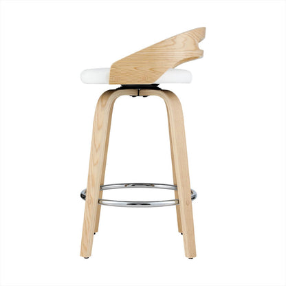 Coastal Modern White PU Leather Wooden Bar Stools