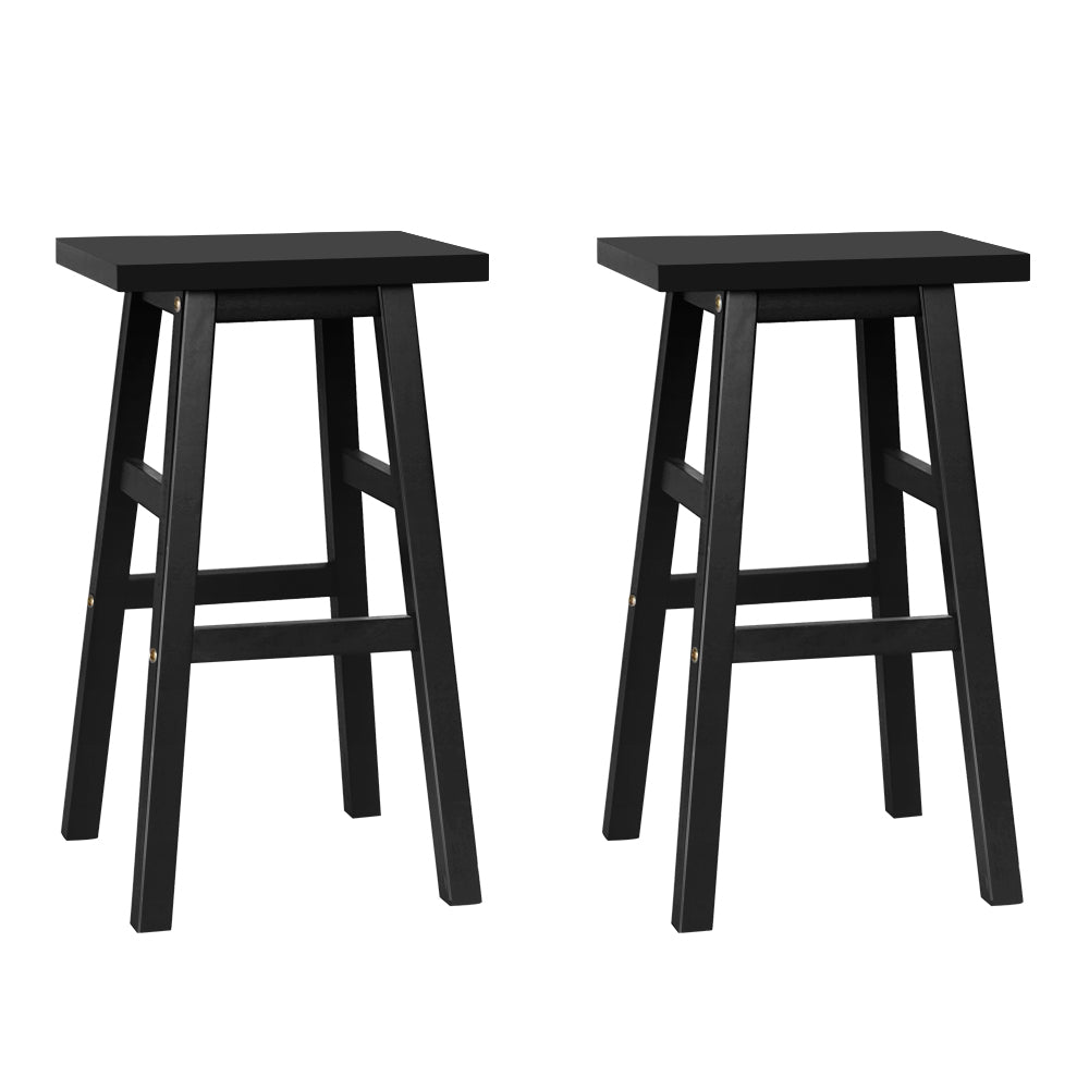 Albany | Coastal Country Natural Black White Wooden Bar Stools | Set Of 2 | Black