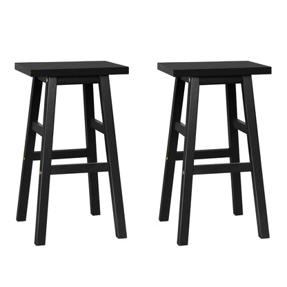 Albany | Coastal Country Natural Black White Wooden Bar Stools | Set Of 2 | Black