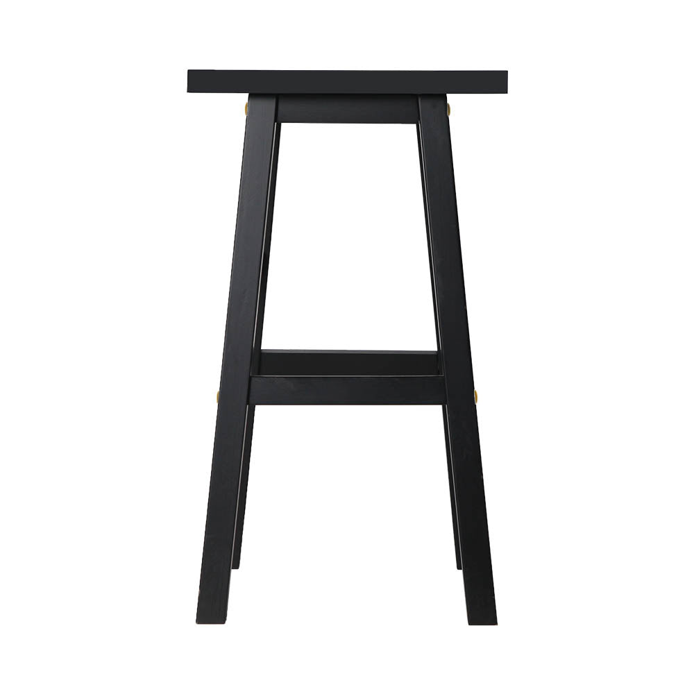 Albany | Coastal Country Natural Black White Wooden Bar Stools | Set Of 2 | Black