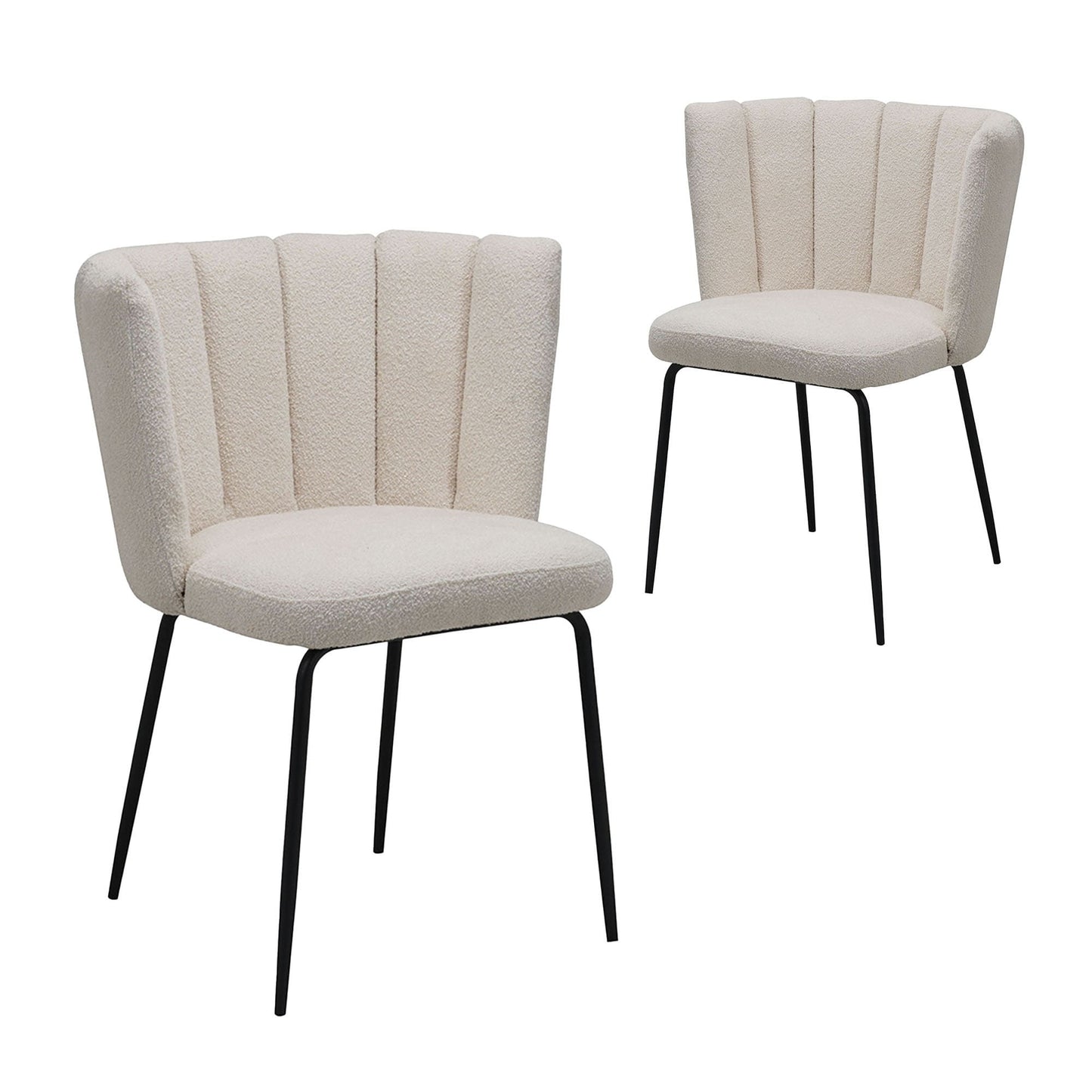 Alto | Modern Latte Beige Boucle Fabric Dining Chairs | Set Of 2 | Beige