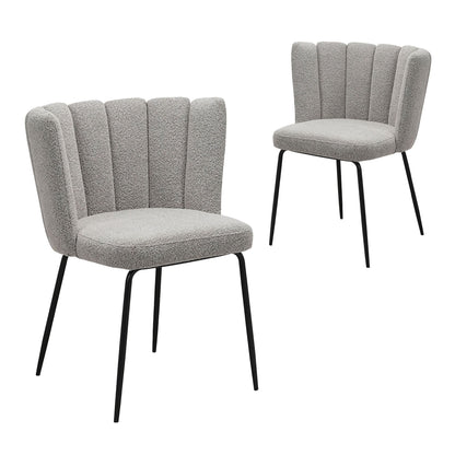 Alto | Modern Latte Beige Boucle Fabric Dining Chairs | Set Of 2 | Latte