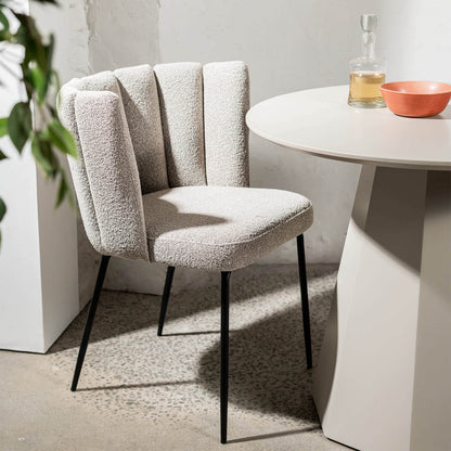 Alto | Modern Latte Beige Boucle Fabric Dining Chairs | Set Of 2 | Beige