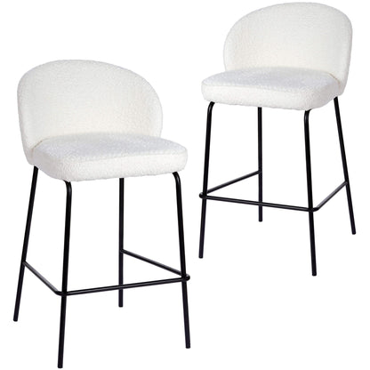 Andre | Modern Metal Fabric Bar Stools | Set Of 2 | Ivory