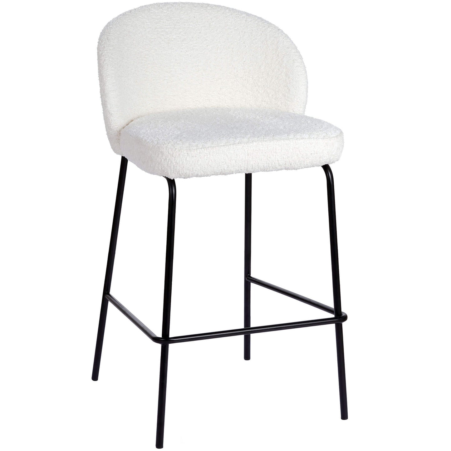 Andre | Modern Metal Fabric Bar Stools | Set Of 2 | Ivory