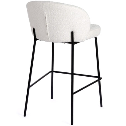 Andre | Modern Metal Fabric Bar Stools | Set Of 2 | Ivory