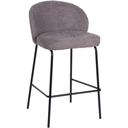 Andre | Modern Metal Fabric Bar Stools | Set Of 2 | Pewter