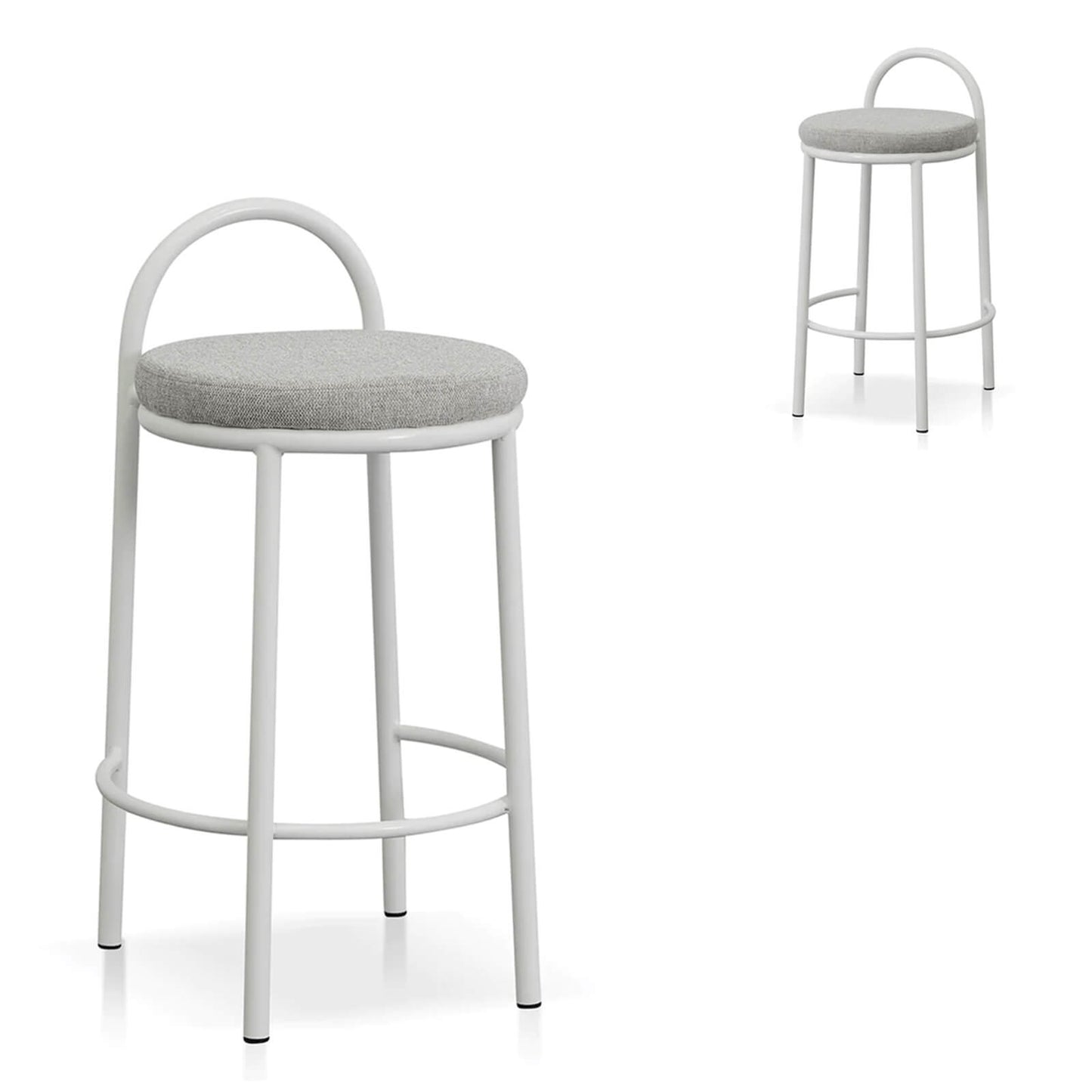 Ardoran | 63cm Industrial Coastal Fabric Metal Bar Stools | Set Of 2