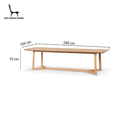 Aspendale | Natural 2.95m Rectangular Wooden Dining Table