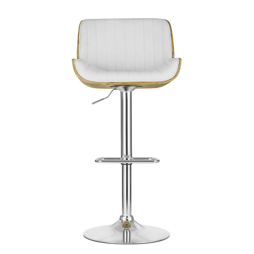 Astra | Contemporary Swivel Wooden White PU Leather Bar Stools | Set of 2 | White