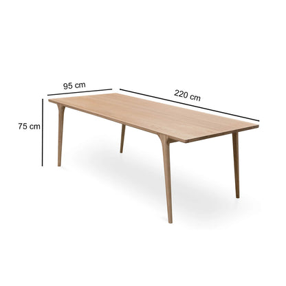 Auburn | Natural Oak 2.2m Wooden Rectangular Dining Table | Natural