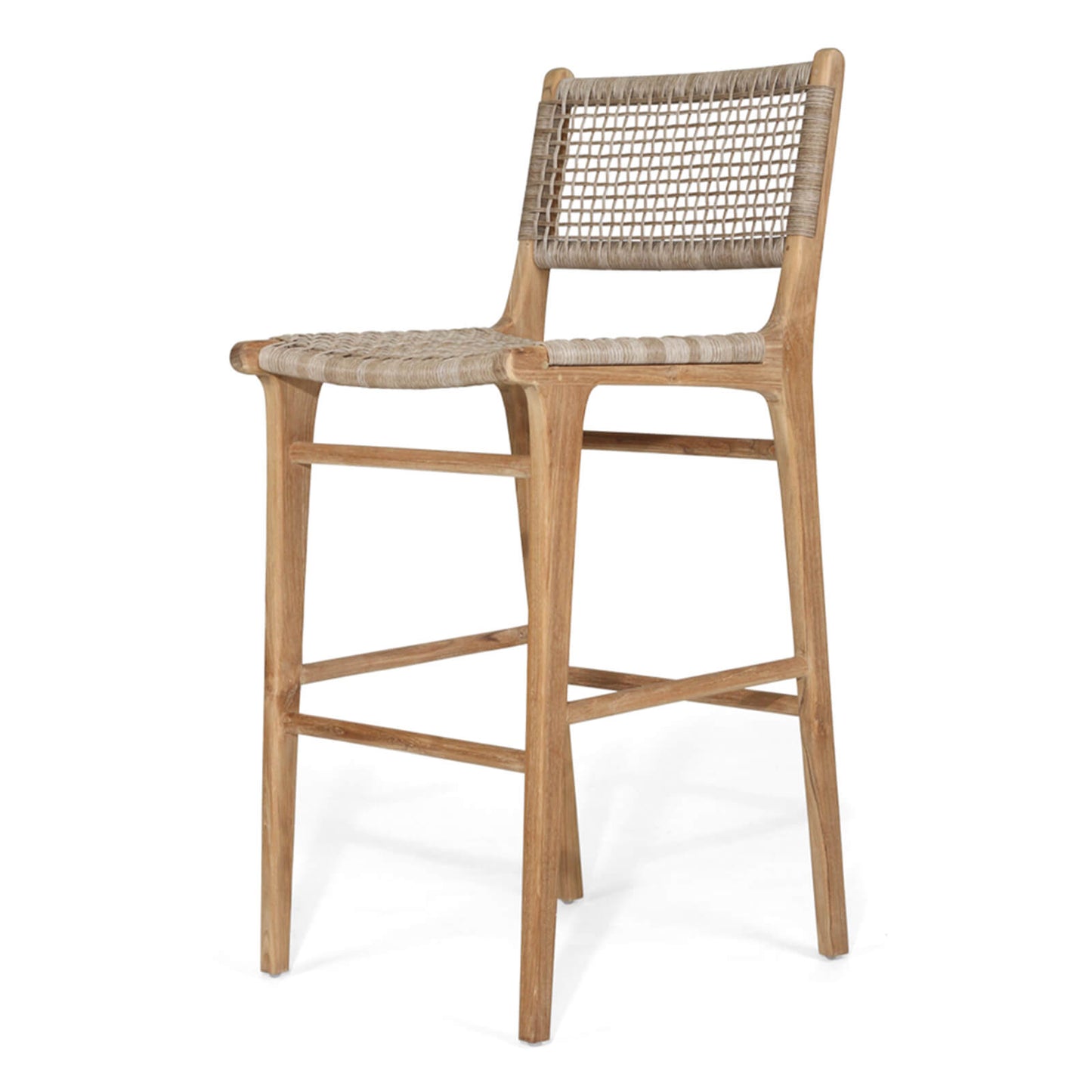 Augusta | Coastal Outdoor Corded Wooden Bar Stools | Washed Grey