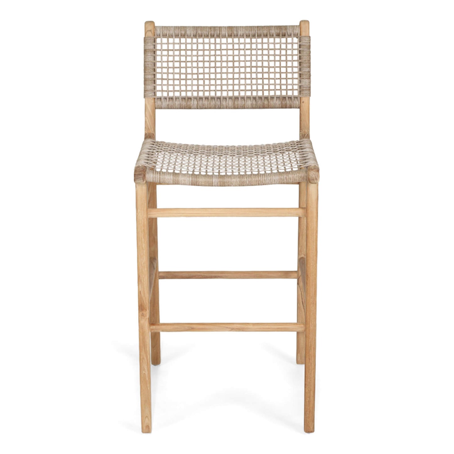 Augusta | Coastal Outdoor Corded Wooden Bar Stools | Washed Grey