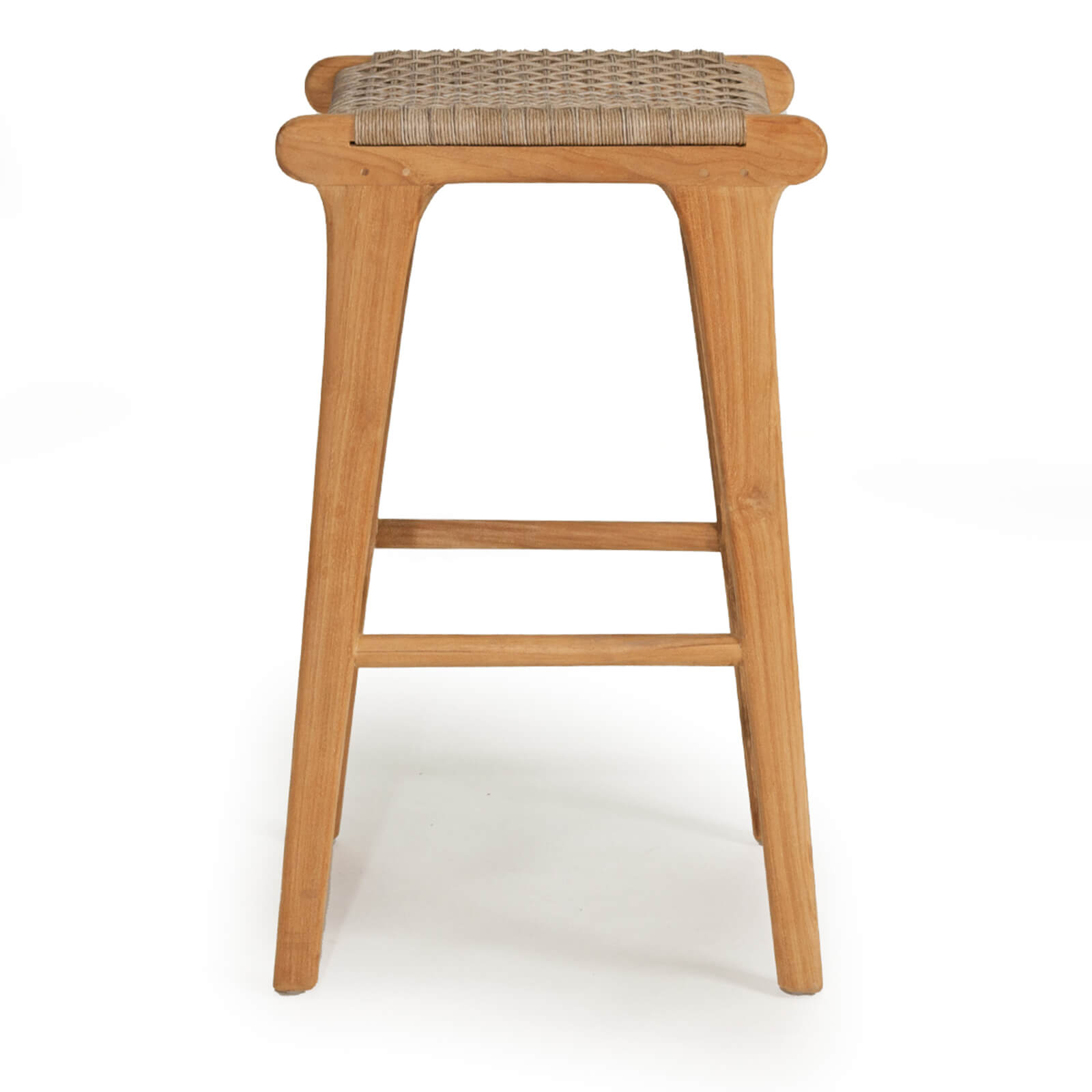 Augusta | Coastal Outdoor Corded Wooden Backless Bar Stools | Washed Grey