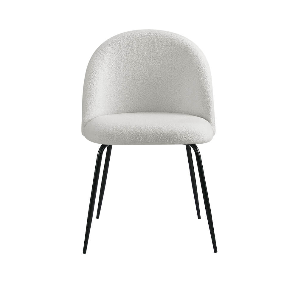 Ballina | Modern White Boucle Fabric Metal Dining Chairs | Set Of 2