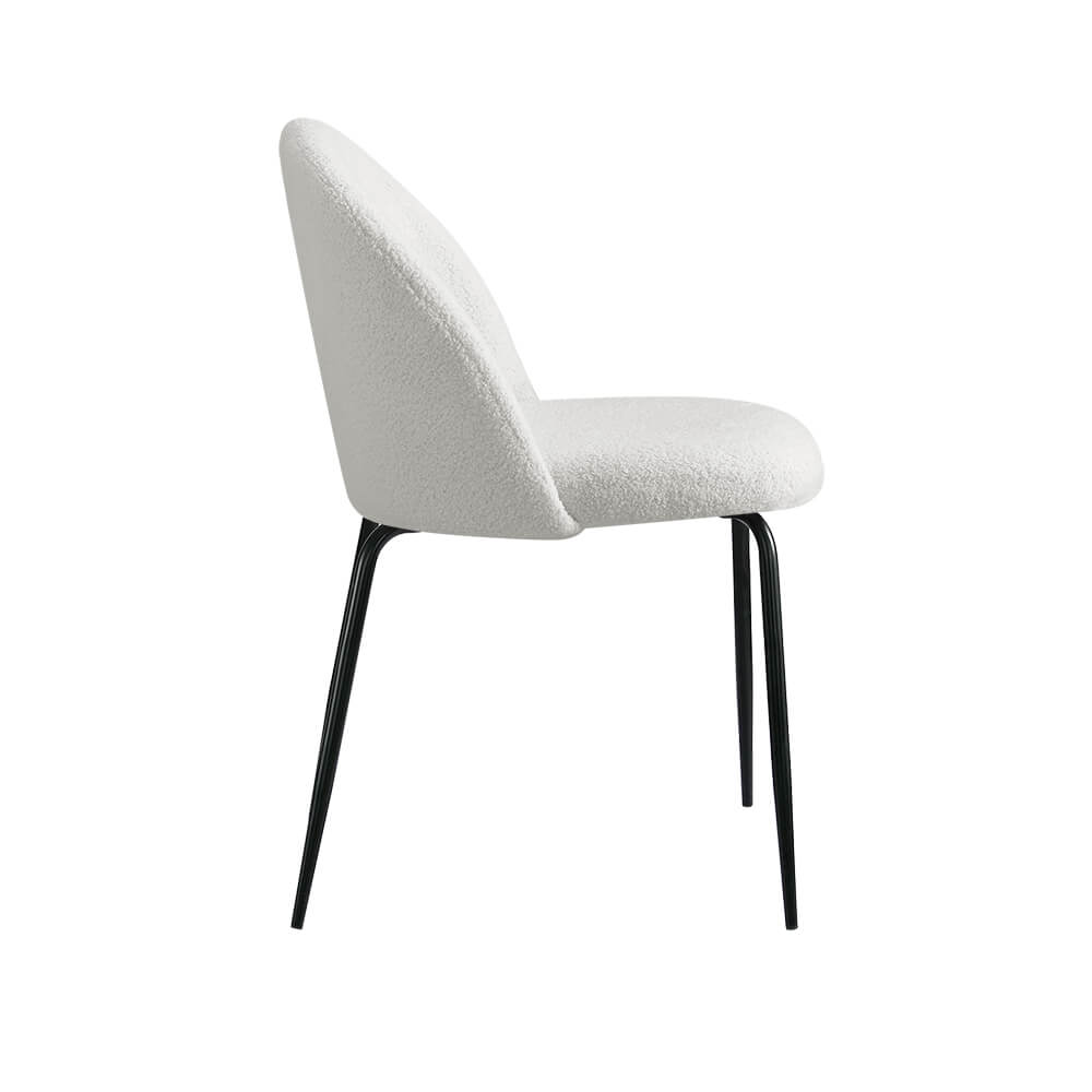 Ballina | Modern White Boucle Fabric Metal Dining Chairs | Set Of 2