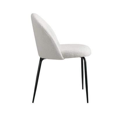 Ballina | Modern White Boucle Fabric Metal Dining Chairs | Set Of 2