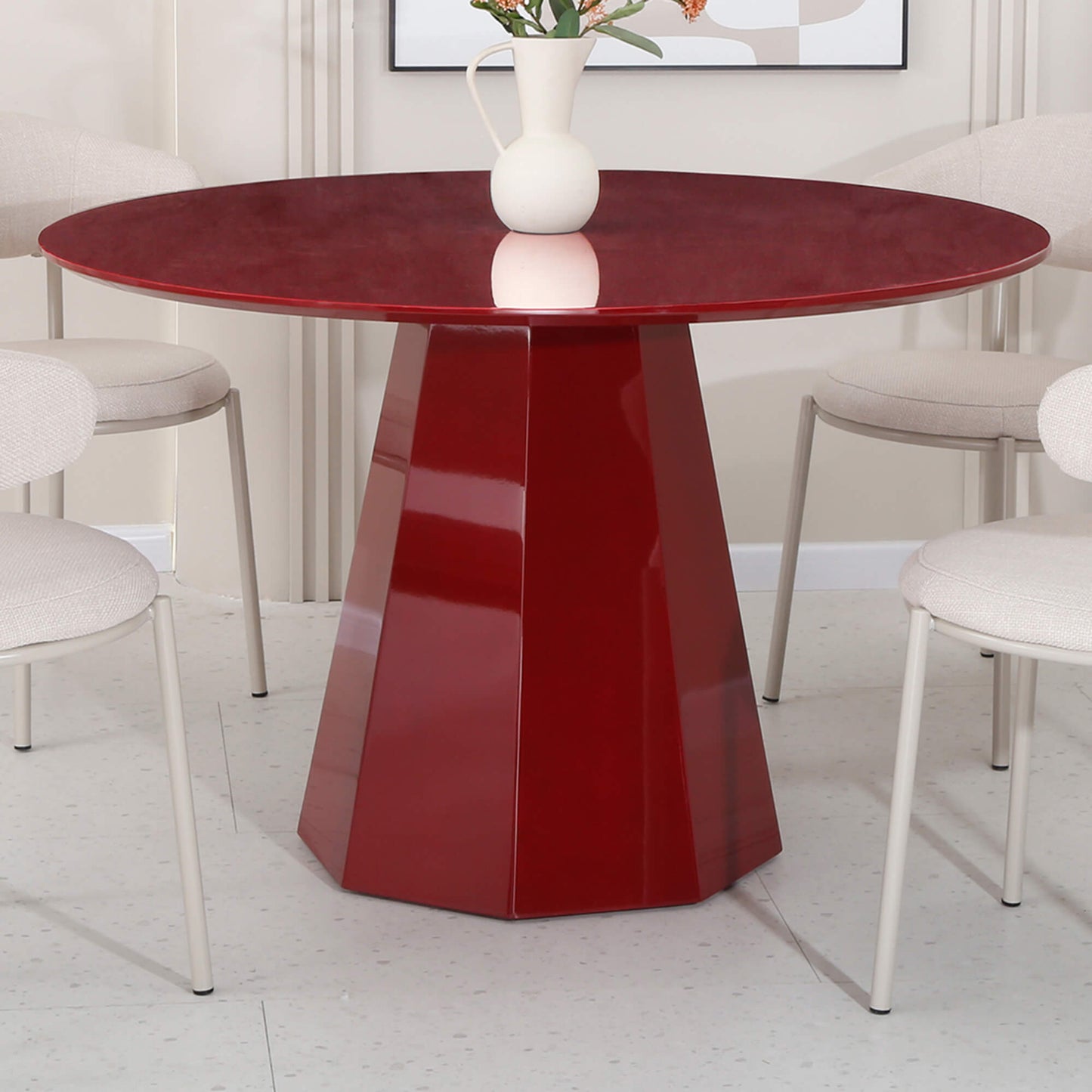 Bancroft | Modern Wooden 4 Seater 120cm Round Table | Wine