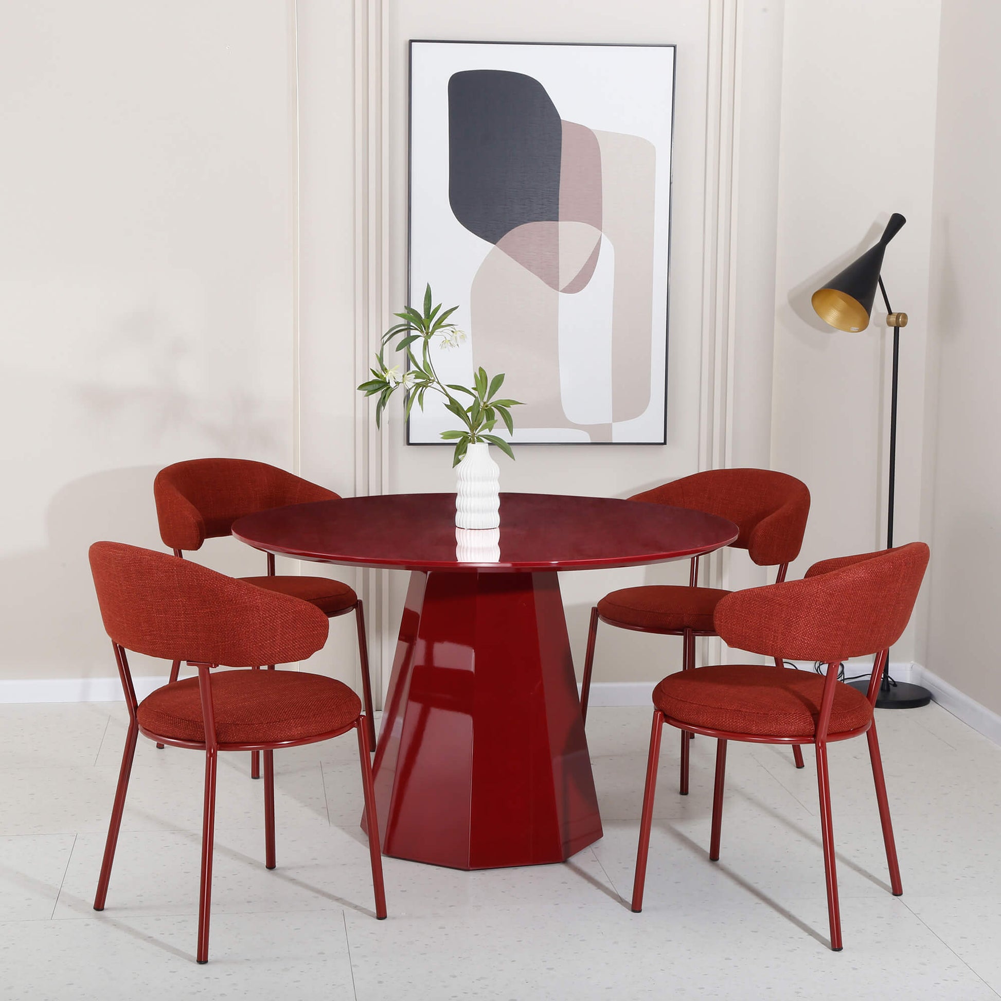 Bancroft | Modern Wooden 4 Seater 120cm Round Table | Wine