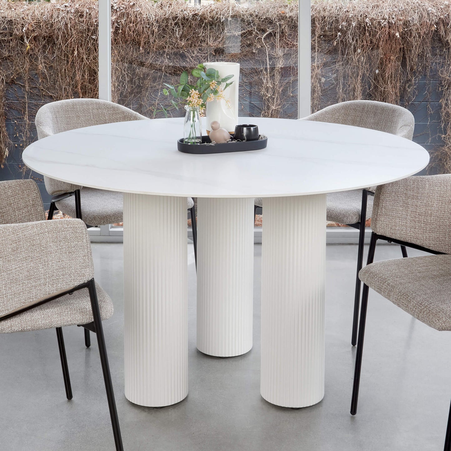 Barcelona | 130cm White Wooden Ash Veneer Round Dining Table | White