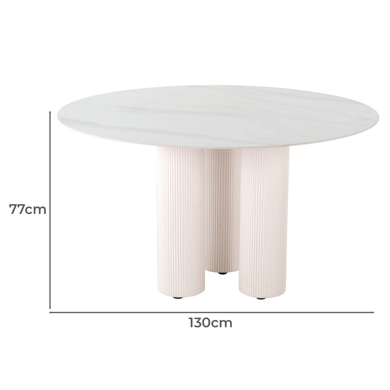 Barcelona | 130cm White Wooden Ash Veneer Round Dining Table | White