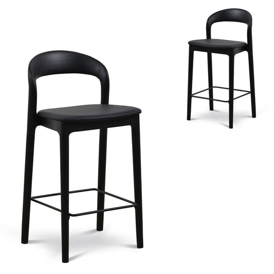 Baron | Scandinavian Modern PU Leather Black Wooden Dining Chairs | Black