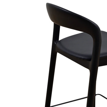 Baron | Scandinavian Modern PU Leather Black Wooden Dining Chairs | Black