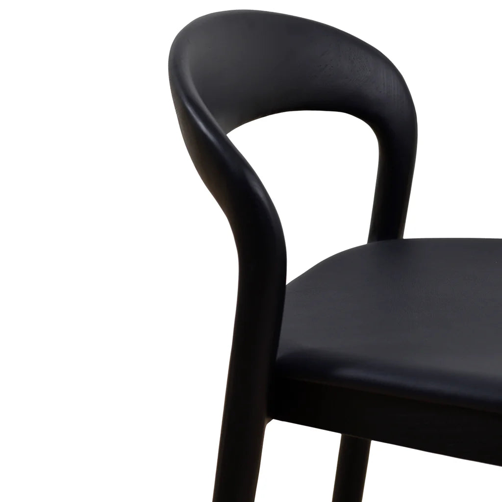 Baron | Scandinavian Modern PU Leather Black Wooden Dining Chairs | Black