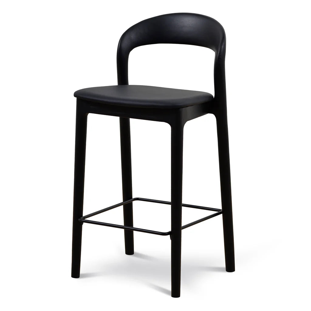 Baron | Scandinavian Modern PU Leather Black Wooden Dining Chairs | Black