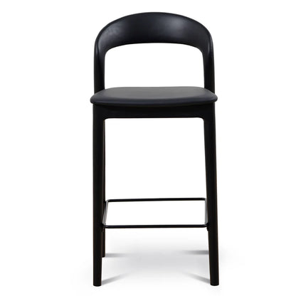 Baron | Scandinavian Modern PU Leather Black Wooden Dining Chairs | Black