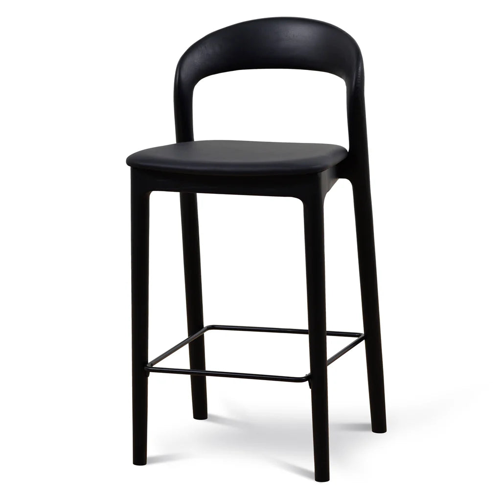 Baron | Scandinavian Modern PU Leather Black Wooden Dining Chairs | Black