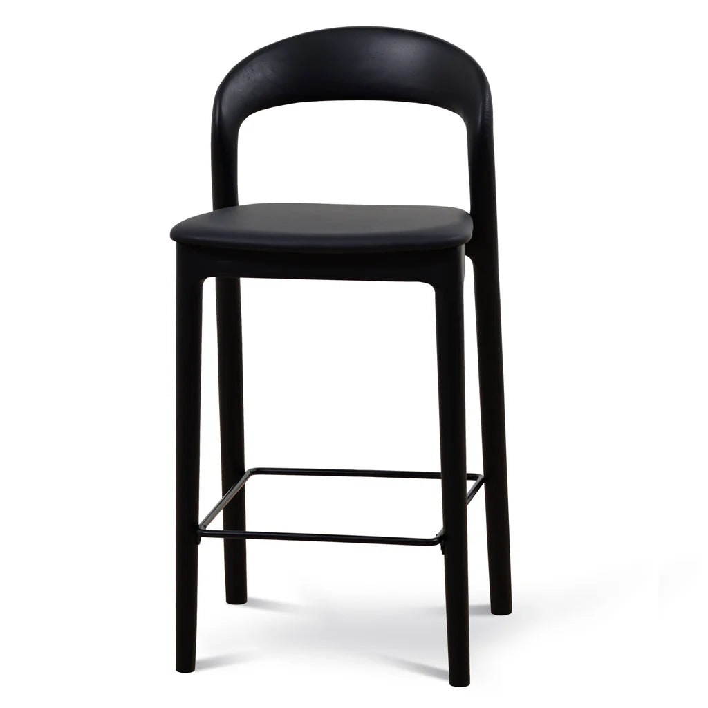 Baron | Scandinavian Modern PU Leather Black Wooden Dining Chairs | Black