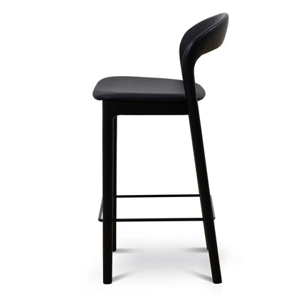 Baron | Scandinavian Modern PU Leather Black Wooden Dining Chairs | Black