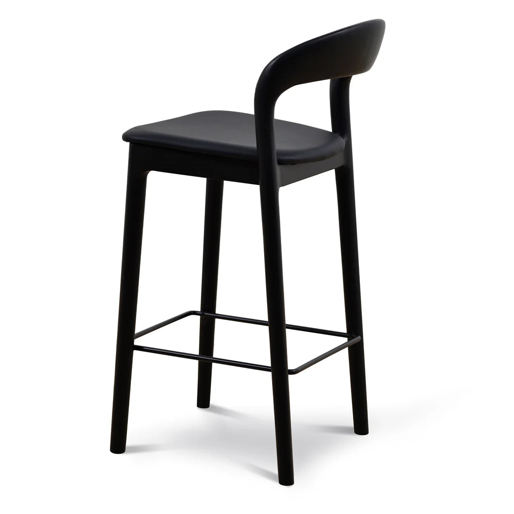 Baron | Scandinavian Modern PU Leather Black Wooden Dining Chairs | Black