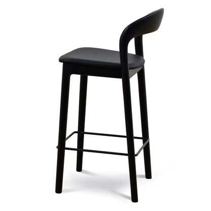 Baron | Scandinavian Modern PU Leather Black Wooden Dining Chairs | Black