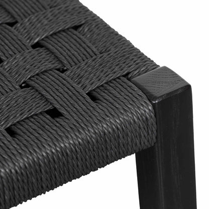 Baybreeze | Coastal Natural Black Wooden Rattan Bar Stool | Black