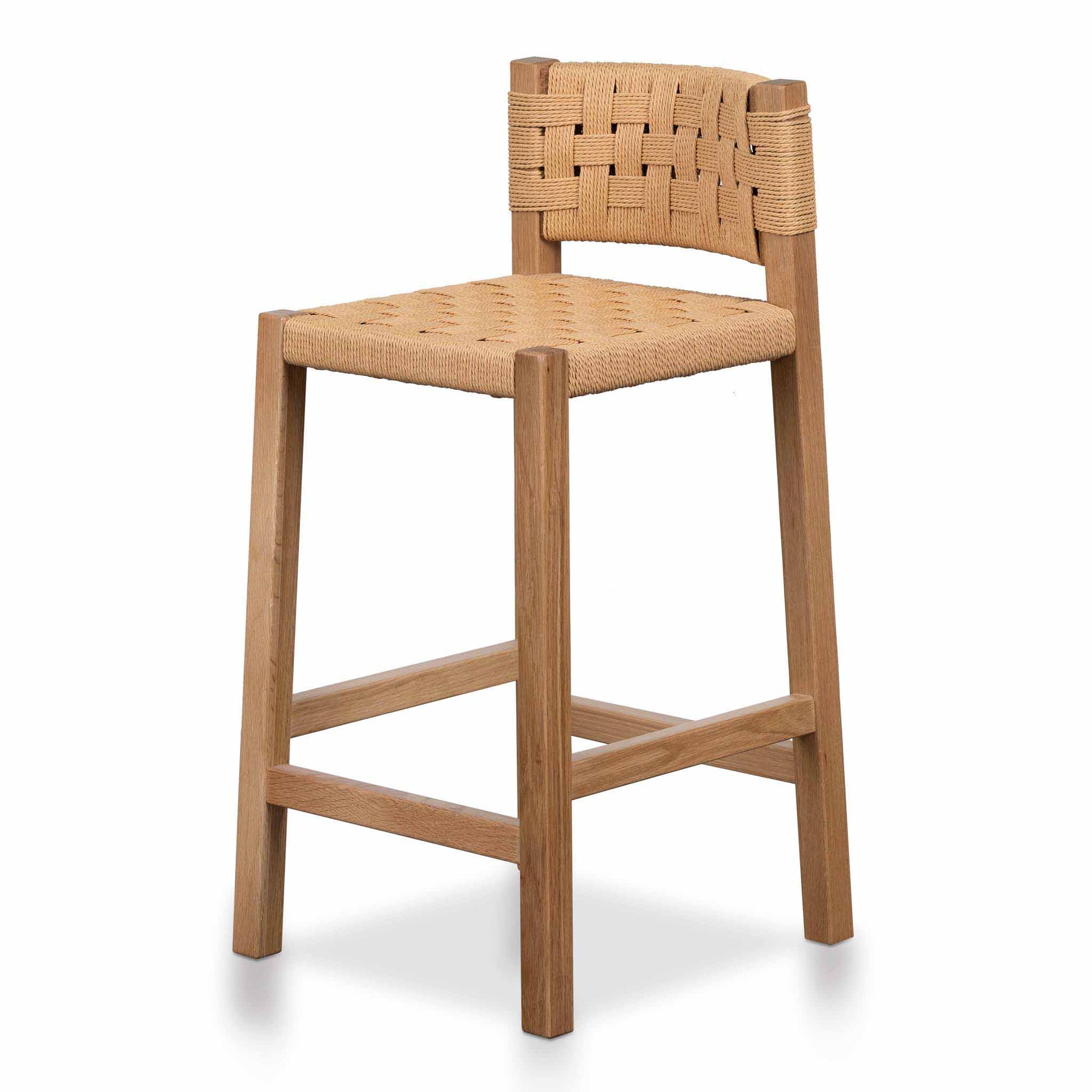 cBaybreeze | Coastal Natural Black Wooden Rattan Bar Stool | Natural