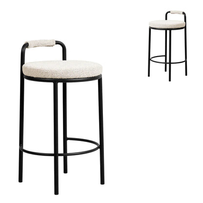 Bayonne | Modern Metal Brown Grey PU Leather Fabric Bar Stools | Clay Grey