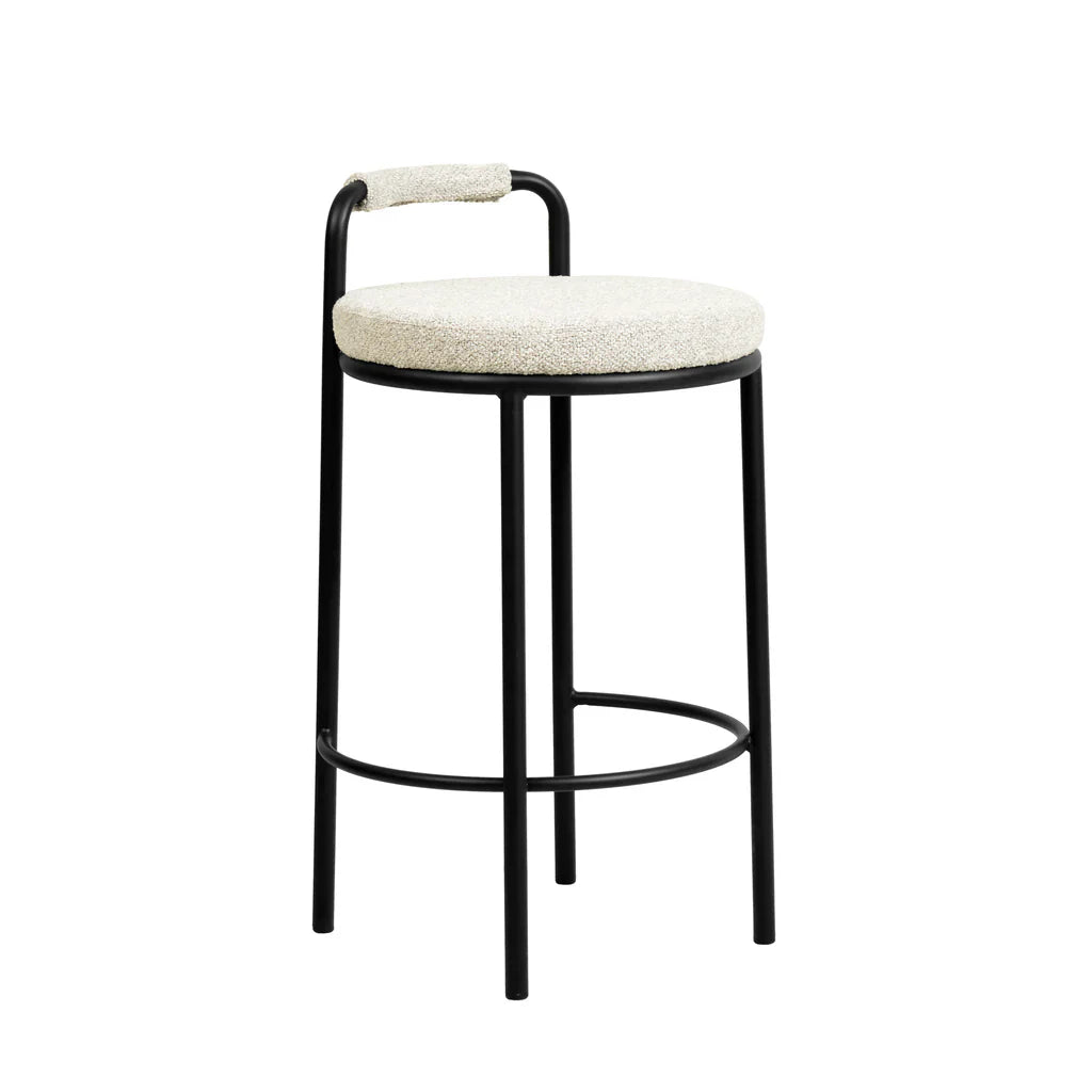 Bayonne | Modern Metal Brown Grey PU Leather Fabric Bar Stools | Clay Grey