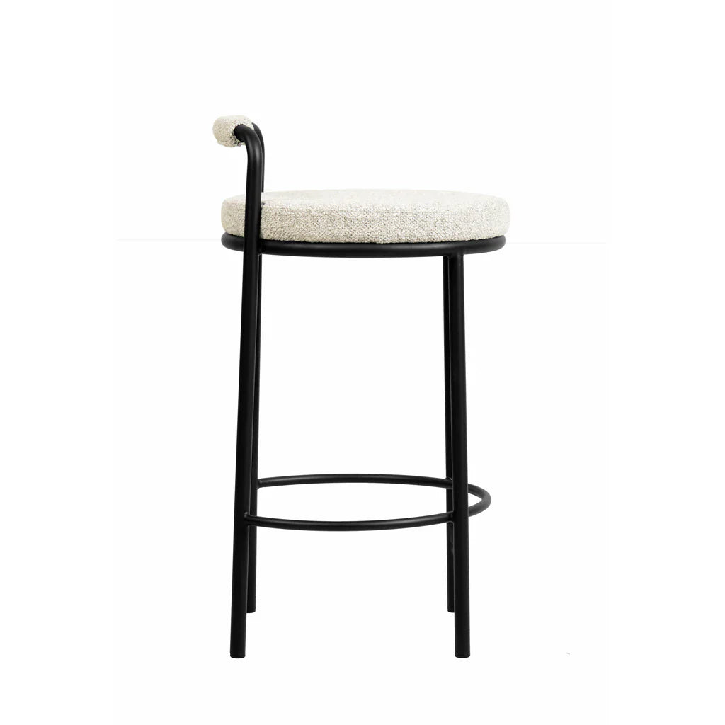 Bayonne | Modern Metal Brown Grey PU Leather Fabric Bar Stools | Clay Grey