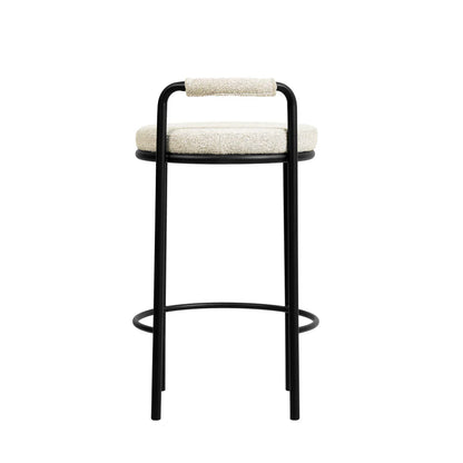 Bayonne | Modern Metal Brown Grey PU Leather Fabric Bar Stools | Clay Grey