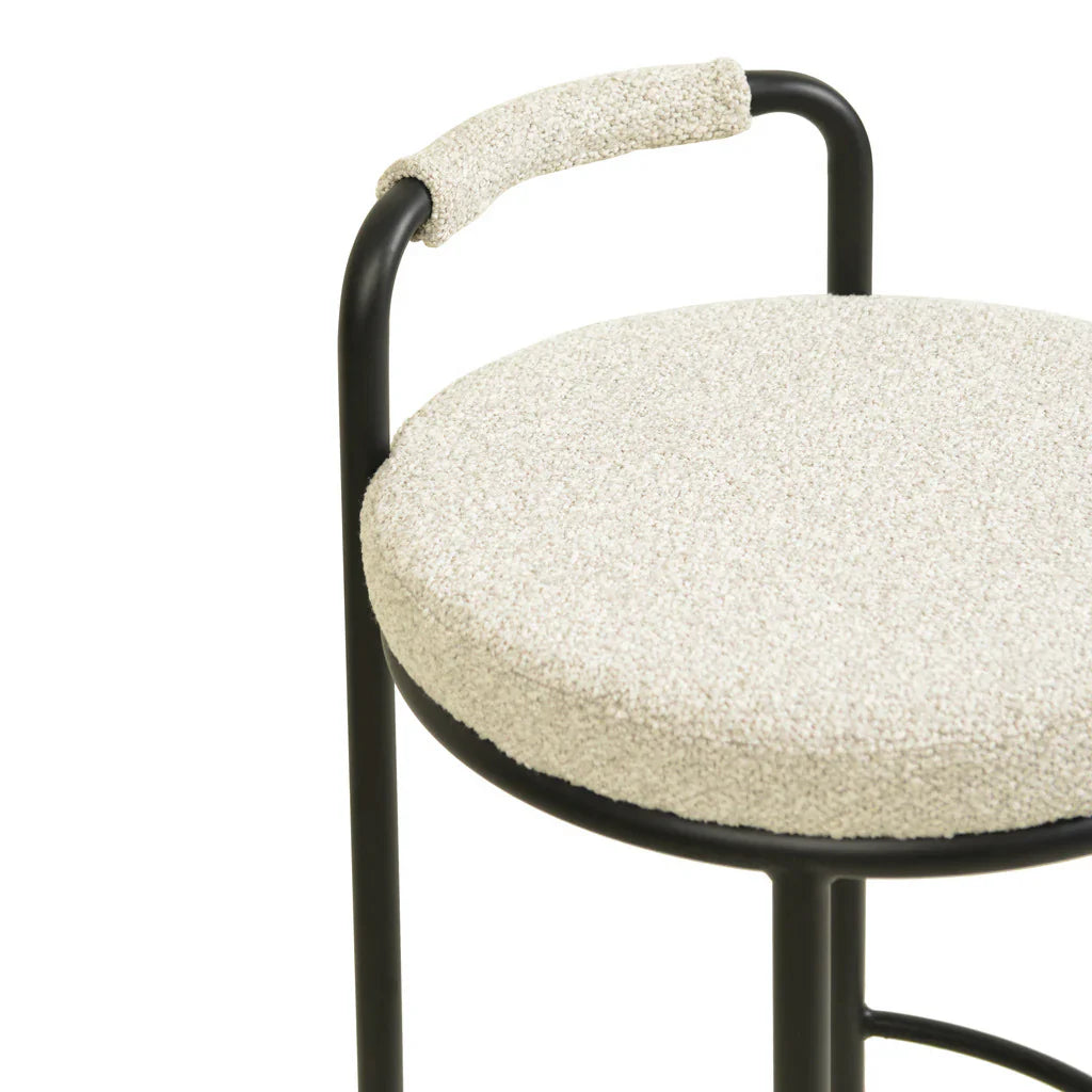 Bayonne | Modern Metal Brown Grey PU Leather Fabric Bar Stools | Clay Grey