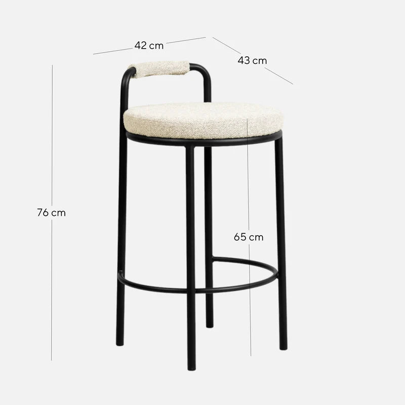 Bayonne | Modern Metal Brown Grey PU Leather Fabric Bar Stools | Clay Grey