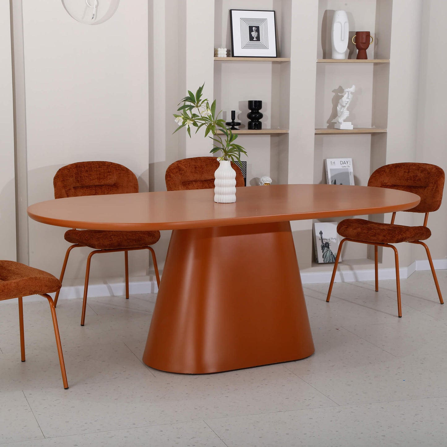 Belford | Modern 6 Seater Oval Wooden Dining Table | Citrus