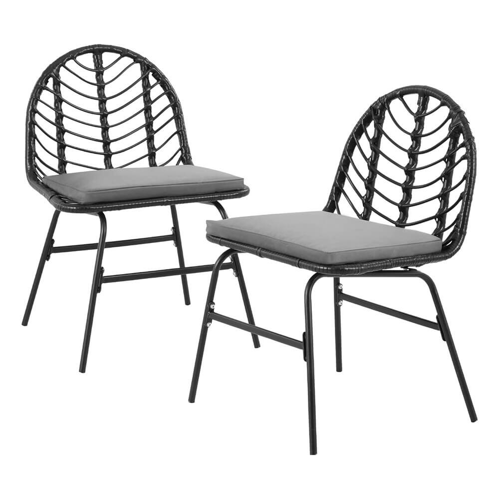 Metal Black Outdoor Chairs Dining Chairs Set Of 2