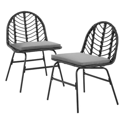 Metal Black Outdoor Chairs Dining Chairs Set Of 2