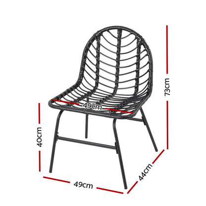 Metal Black Outdoor Chairs Dining Chairs Set Of 2