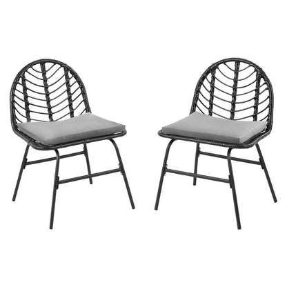 Metal Black Outdoor Chairs Dining Chairs Set Of 2