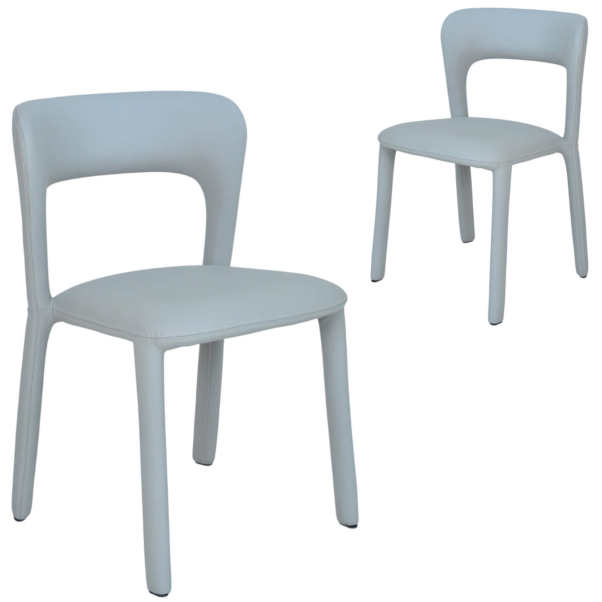 Bellevue | Coastal Modern Metal Grey Tan PU Leather Dining Chairs | Set Of 2 | Grey